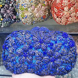 Evening Bags Quality Blue Crystal Clutch Bag Purse And Diamond Rhinestone Shoulder Handbags Mini Dinner Banquet Clutches