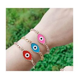 Charm Bracelets Fashion Jewellery Turkish Symbol Evil Eye Bracelet Figaro Chain Drop Delivery Dhmh6