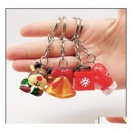 Key Rings Jewelry Creative Christmas Peripheral Keychain Pendant Hat Bell Reindeer Car Bag Keyring Holiday Friends Gift Aessories Dr Dh0Au