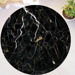 Carpets Natural Black Marble Texture With Golden Veins Living Room Home Decor Large Round Rug Carpet Floor Mat For Bedroom Chair 120Carpets