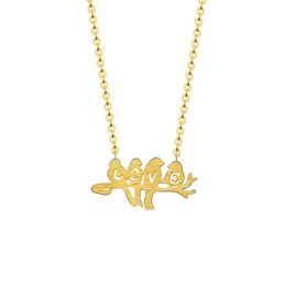 Pendant Necklaces Stainless Steel Women Happiness Birds Family On A Branch Pendants Feminina Gold Charm Chain Colar Gifts