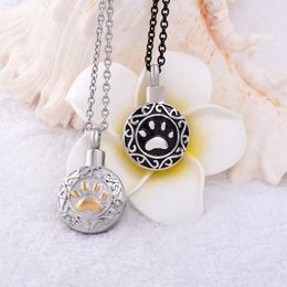 Pendant Necklaces High Quality Pet Memorial Custom Ashes Urn 316L Stainless Steel Print Cremation Jewellery Shiny Polished Round