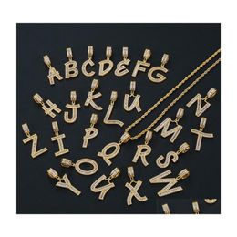 Pendant Necklaces Women Letter Necklace Bling Jewelry Gold Plated 26 Alphabet Rhinestone Choker Hip Hop Chains P339Fa Drop Delivery P Dhhj8