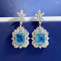 Dangle Earrings & Chandelier 925 Sterling Silver Paraiba High Carbon Diamond Pendant Necklace Rings For Women Party Fine Jewellery Set Gi