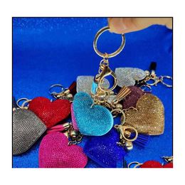 Key Rings Jewellery Gold Crystal Heart Keychain Tassel Charm Carabiner Holder Bag Hangs Fashion Keyring Will And Sandy Drop Delivery 20 Dhfoa