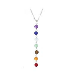 Pendant Necklaces 7 Chakra Beads Necklace With Real Stones Mala Yshaped Chains For Women Reiki Healing Energy Yoga Jewelry Drop Deli Otptd