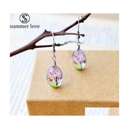 Dangle Chandelier Handmade Creative Fresh Style Dried Flowers Earrings Romantic Earring 5 Colours Fashion Jewellery Gift For Women Dr Dhe3G