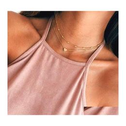 Pendant Necklaces Fashion Tiny Heart Necklace For Women Trendy Simple Gold Sier Colour Chain Choker Girls Party Jewellery Gift Drop Del Otzko