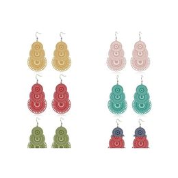 Dangle Chandelier Fashion Copper Hollow Out Earrings For Women Candy Color Geometric Party Long Girls Drop Delivery Jewelry Dholk
