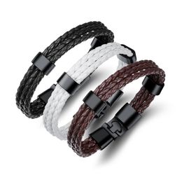 Link Bracelets Chain Retro Simple 3 Layer Personality Braided Leather Bracelet For MenLink