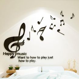 Wall Stickers Black Musical Notes Music Classroom Layout Kids Rooms Bedroom Murals Acrylic Decorative Home Art Decals