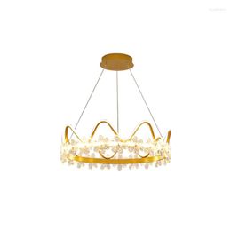 Pendant Lamps Nordic Creative Princess Room Led Chandelier Bedroom Crown Simple Modern Warm Romantic Children Decorative Lights