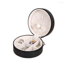 Storage Boxes Round Jewellery Box Stud Earrings Necklace Assorted Collection