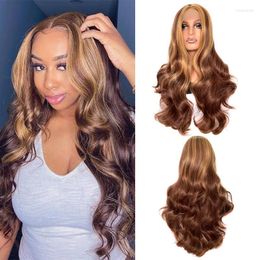 Synthetic Wigs 30 Inch Lace Front Wig Good Quality Middle Part Simulate Scalp Hairline Ginger Red Burgundy Female Kend22