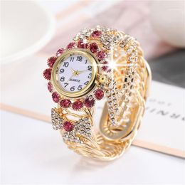 Wristwatches Top Brand Women Bracelet Watches Ladies Love Leather Strap Rhinestone Quartz Wrist Watch Luxury Fashion Moun22