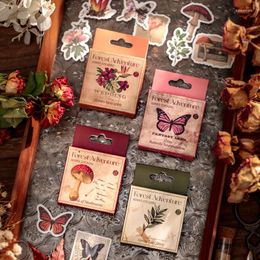 Gift Wrap 50pcs/box Flower Mini Box Stickers Butterfly Plant Vintage Scrapbooking DIY Diary Stick Lable Art Collage Junk Journal