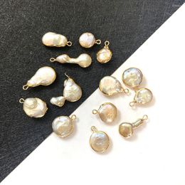 Charms Natural Freshwater Pearl Flat Round Pendant Jewellery Accessories Used For DIY Making Necklace Bracelet Size 7x10-15x25mm