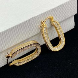 CEE Hoop Jewelry U-shaped Full Diamond Fashionable Simple Ear Buckle Female S Sier Needle for Woman Girls Party Gold Sier