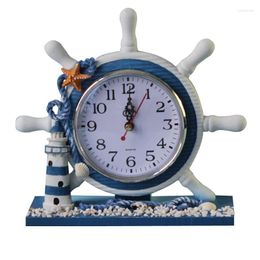 Wall Clocks Retro Wooden Nautical Anchor Ship Beach Sea Theme Boat Circular Wheel Time Clock Rudder Steering Table Decor House Room