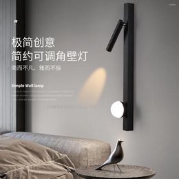 Wall Lamps Modern Strip Minimalist Light Bedroom Bedside Hall Home Lamp Sofa Background With Spotlight Black Indoor Sconce Lights