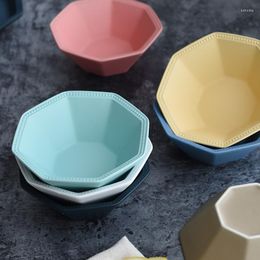 Bowls Nordic Ceramic Tableware Pudding Bowl High Temperature Frosted Color Glaze Salad Dessert Set