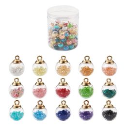 Charms 90pcs/box Glass Penadnts With Rhinestones And CCB Plastic Findings Golden Round Mixed ColorCharms