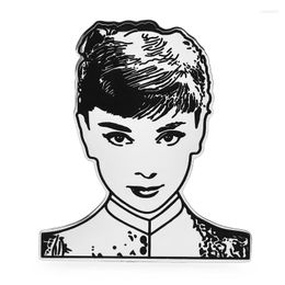 Broschen Wulibaby Hepburn-Figur für Damen, Unisex, Edelstahl, elegant, berühmter Schauspieler, Dame, Party, Büro, Brosche, Pins, Geschenke