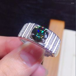 Wedding Rings Luxury Round Cut Blue Green Gems Crystal Ring Cubic Zirconia Trendy Men Women's Open Engagement Jewellery Gift