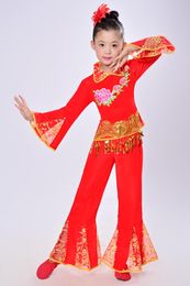 Stage Wear Chinese Folk Dance Children Guzheng Performance Clothing Girls Oriental Dancewear Yangko Costume Sequined Clothes