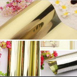 Window Stickers HOHOFILM Gold&Silver Film Mirrored Reflective Glass Foil House Home Sticker Heat Proof Adhesive UV PET