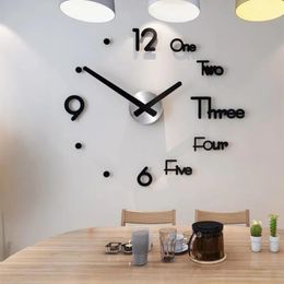 Wall Clocks 3D Clock Design Acrylic Mirror Stickers DIY Decorative House Digital Modern Living Room Decoration