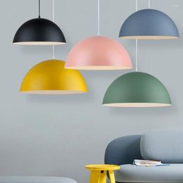 Pendant Lamps Led Chandelier Modern Macaron Lampshade Simple Single Head Nordic Office Home Decoration Study Bedroom Dining Room