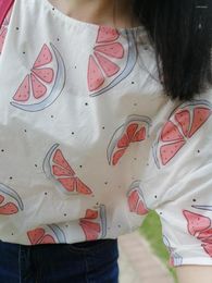 Women's Blouses 7Evening Ladies Cotton Watermelon Printed Short Sleeve Blouse Top With Round Neck