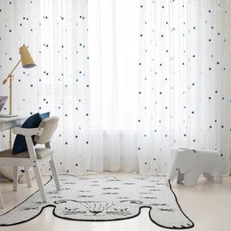 Curtain White Tulle Embroidered Navy Star Curtains For Children's Bedroom Window Screens Sheer Living Room Kitchen Luxury Voile