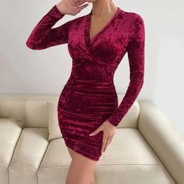 Casual Dresses For Summer Women's Vintage Faux Wrap V Neck 3 4 Sleeve Formal Party Work Dress With Belt Midi Sundresses Women