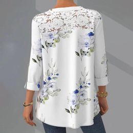 Women's Blouses & Shirts Female Chic Crochet Flower Pattern Shirt Temperament Women Blouse Relaxed Fit For DatingWomen's