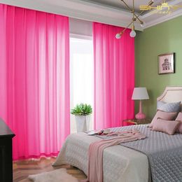 Curtain Children Blackout Chiffon 2.4FTx6.5FT Sheer Backdrop Curtains Fuchsia Window Decoration For Bedroom-M1909