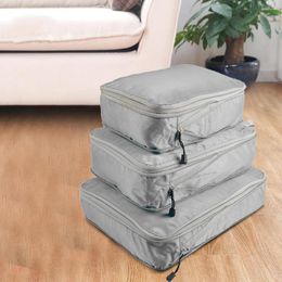 Storage Bags 3pcs/set Nylon 2 Way Zipper With Compression Portable Top Handle Large Capacity Holiday Packing Cube For Suitcase Wear