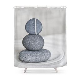 Shower Curtains Zen Cairn Pebble Stone Balance Grey Curtain Waterproof Polyester Bathroom Wall Decoration Hanging Bath