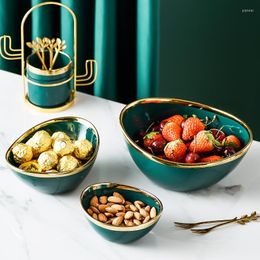 Bowls Japanese Style Light Luxury Ceramic Creative Salad Ramen Plate Snack Fruit Ingot Bowl Household Combination Set