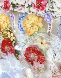 Gift Wrap Vintage Spring Blossom Floral Background Sliver Laser Shiny Washi PET Tape For Card Making DIY Scrapbooking Decorative Sticker