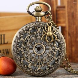 Pocket Watches Bronze Vintage Watch Hollow Spider Web Necklace Steampunk Sweater Gift For Men Fob Reloj De Bolsillo