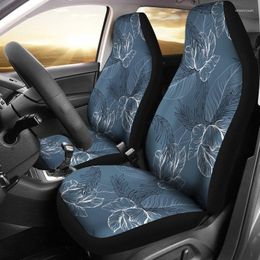 Car Seat Covers Grey Blue Floral Flowers Abstract Pair 2 Front Cover For Protector Acc