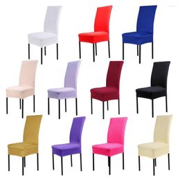 Chair Covers 6pcs/lot Red/White/Black/Blue 14 Solid Colors Elastic Stretch Spandex Cover For El Wedding Party Decoration