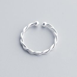 Wedding Rings Small Twisted Round Bead Thin Wave Silver Color Finger Adjustable Ring For Women Simple Cute Jewelry Gifts