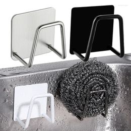 Kitchen Storage Stainless Steel Sink Sponges Holder Self Free Of Punch Adhesive Drain Drying Rack Organiser Wall Hooks