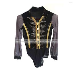 Stage Wear LIUHUO Figure Skating Top Men's Boys' Ice Black Spandex Stretchy Costume Sequin Long Sleeves Dance Teens Adult