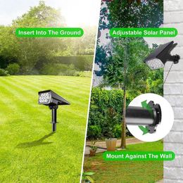 Lighting Angle Adjustable RGB Solar Garden Lights Outdoor Waterproof Spotlight Wall Lawn Decorative Lamp Tree Landscape Light