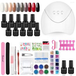 Nail Art Kits Set With 36W UV LED Lamp Semi Permanent Varnish Manicure Gel Polish Top Base Coat Decorations Tools