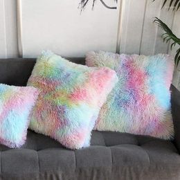 Pillow Case 2023 43x43cm Soft Fur Plush Pillowcase Square Cushion Cover Living Room Bedroom Sofa Decorative Home Decor